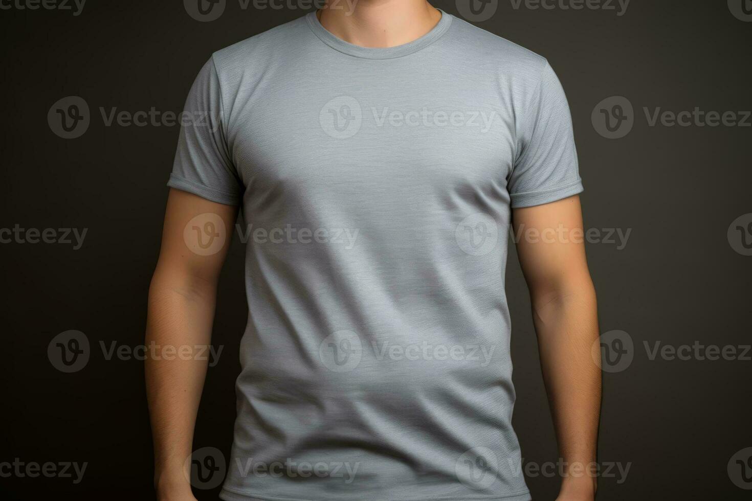 Modern Fit Gray Tee Template. Generative AI photo