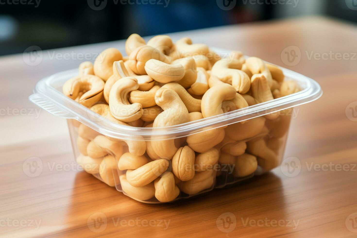 Cashews in Container with Lid. Generative AI photo