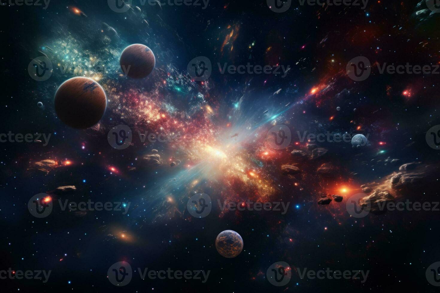 Celestial 3D Cosmic Wonders. Generative AI photo