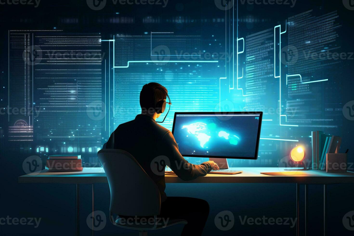 Coding and Programming on Computer. Generative AI photo