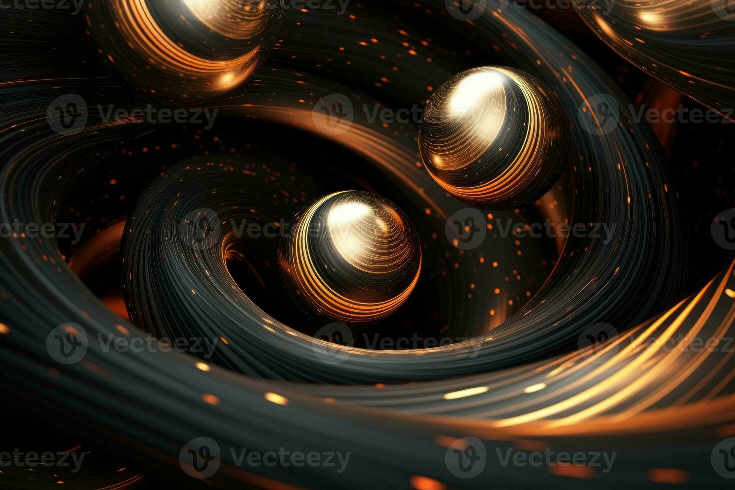 Dynamic 3D Swirling Sphere Background. Generative AI photo
