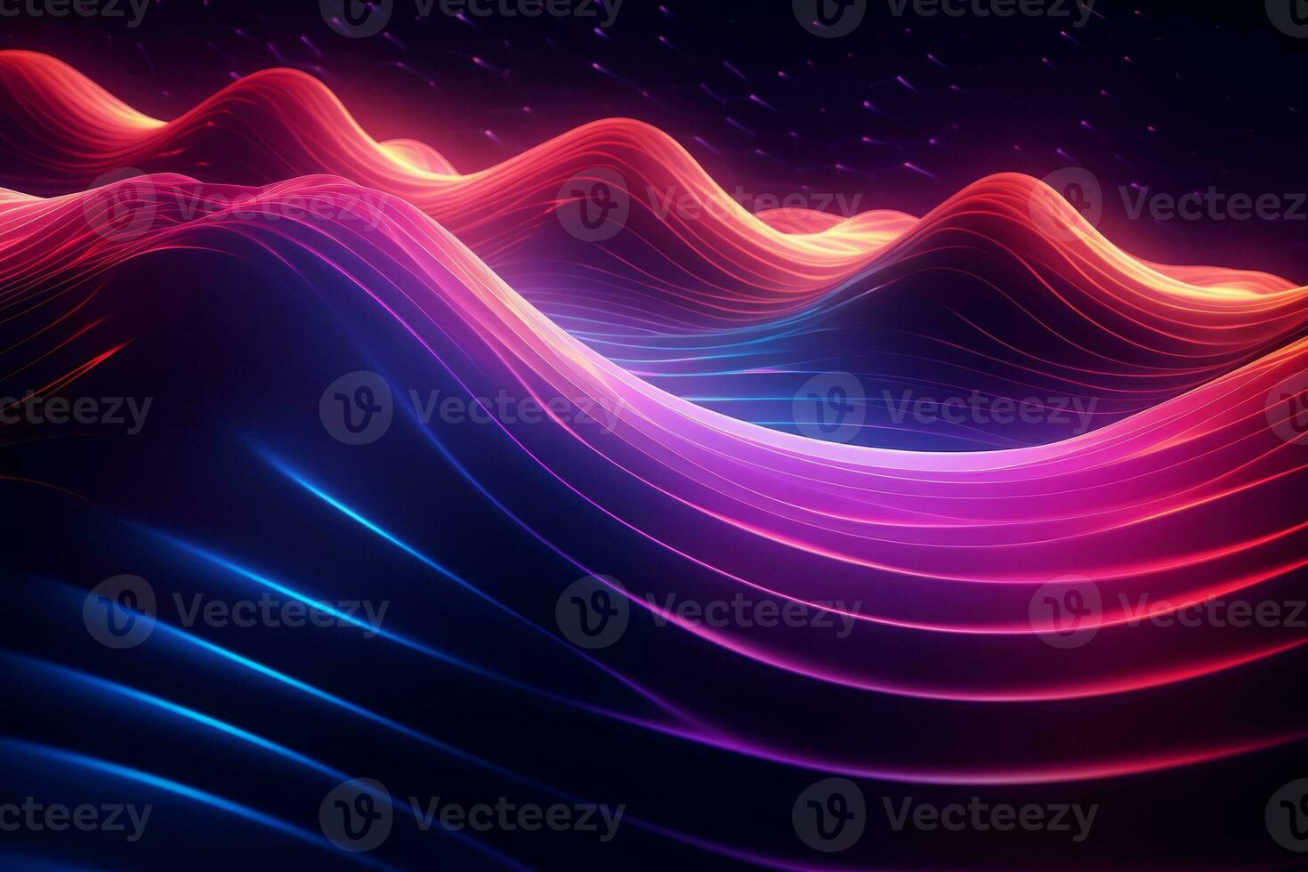 Dynamic Neon Waves. Generative AI photo