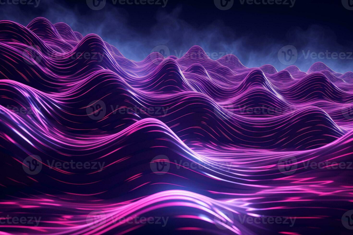 Dynamic Neon Waves. Generative AI photo