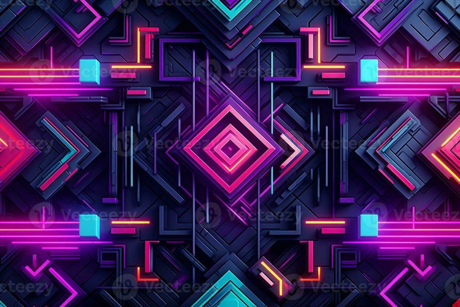 Futuristic Vivid Neon Pattern. Generative AI photo