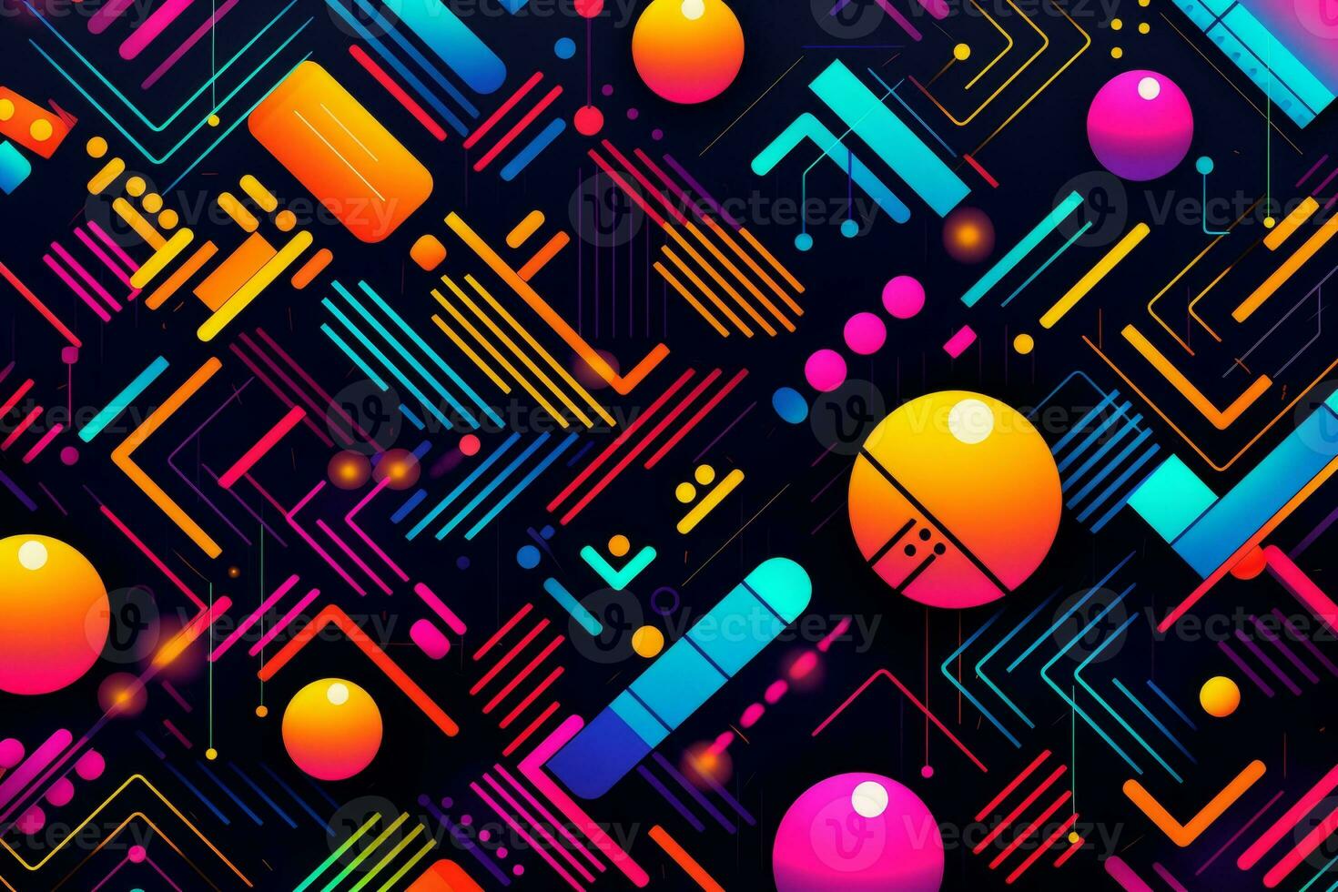 Retro Futuristic Vivid Neon Pattern. Generative AI photo