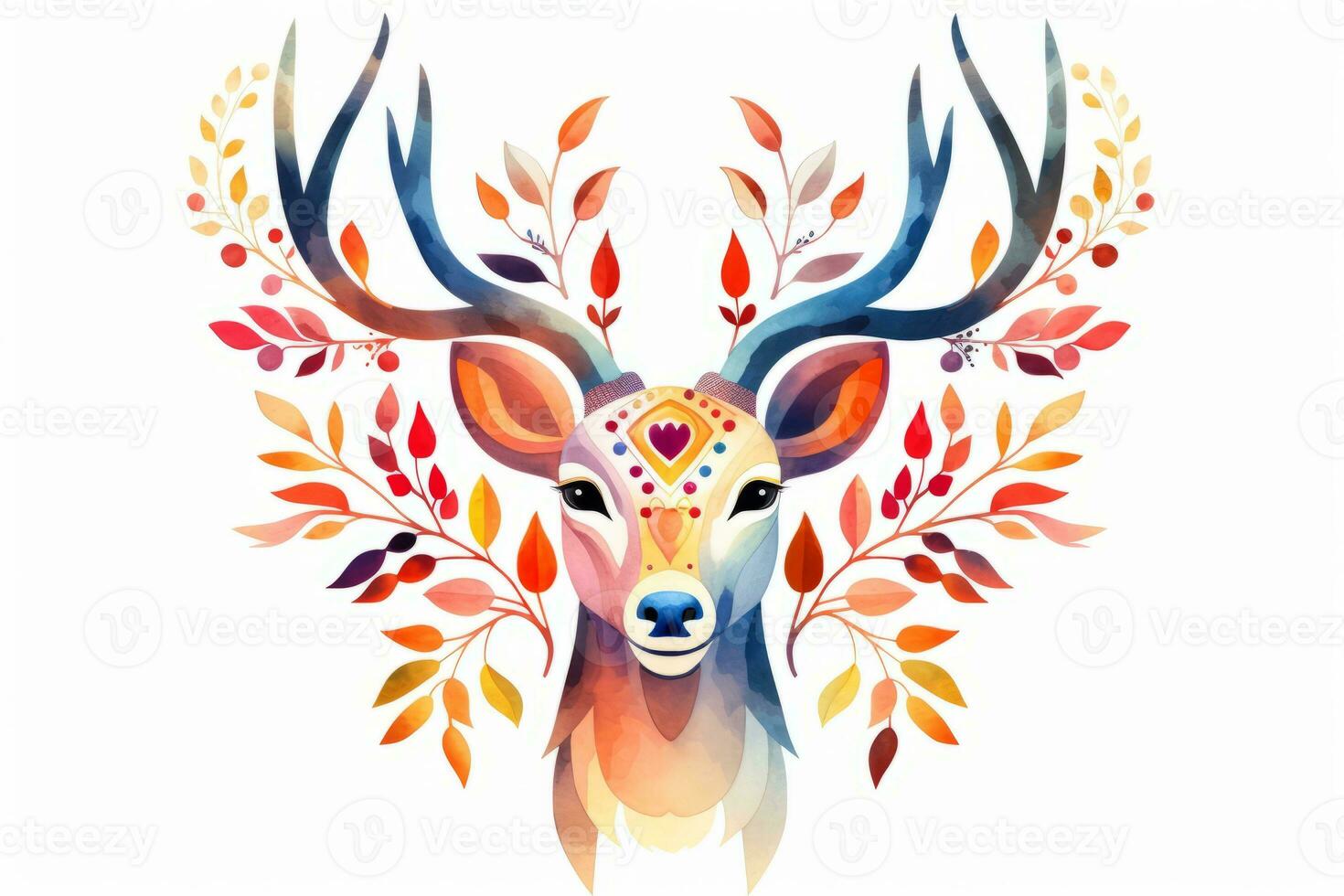 Whimsical reindeer clip art. Generative AI photo