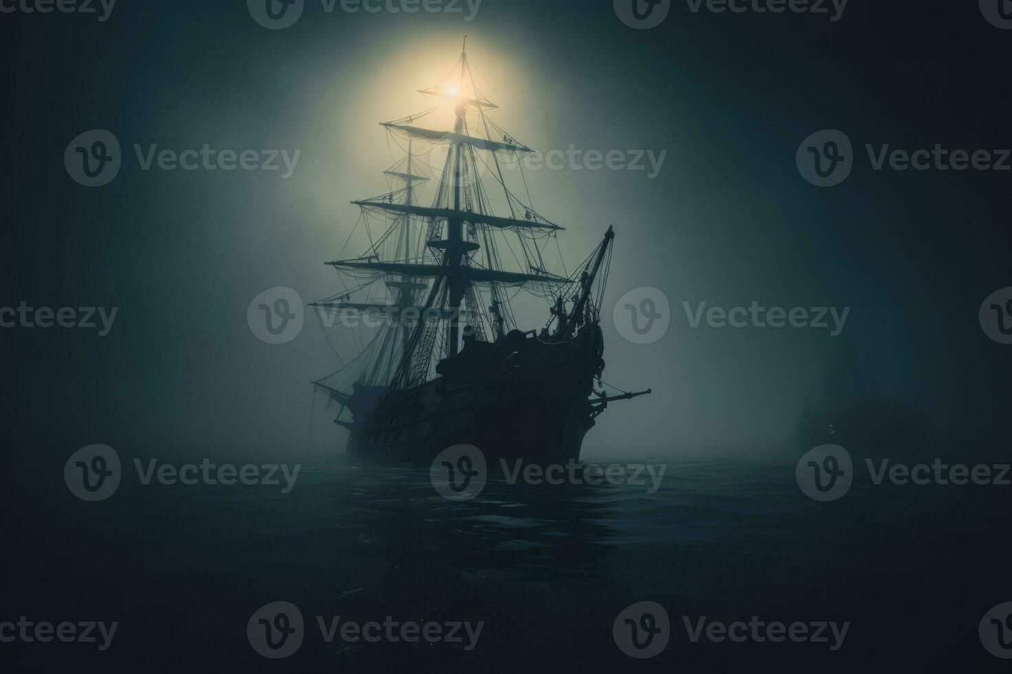 Pirate Ship in Perilous Waters. Generative AI photo