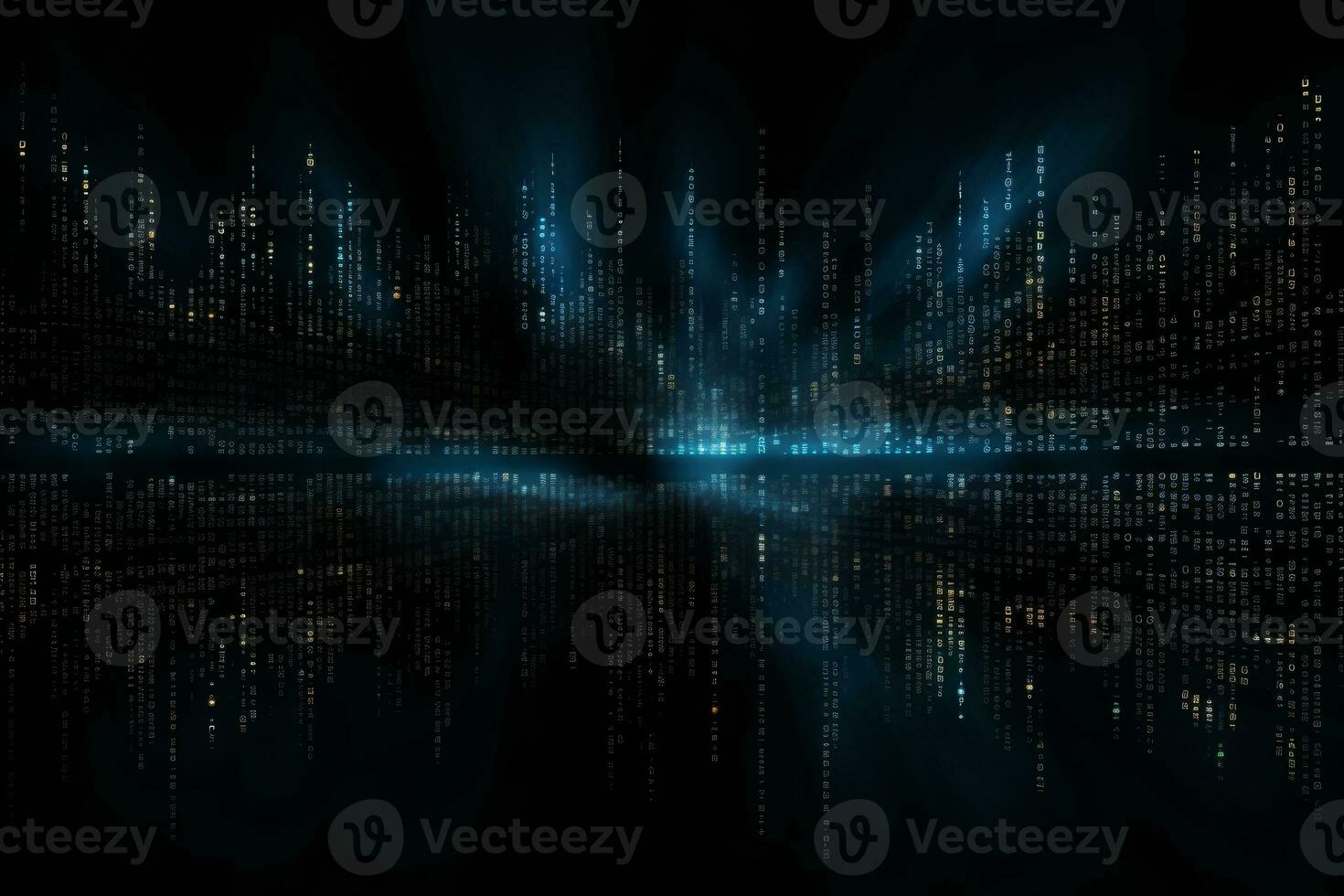 Abstract binary code on dark backdrop. Generative AI photo