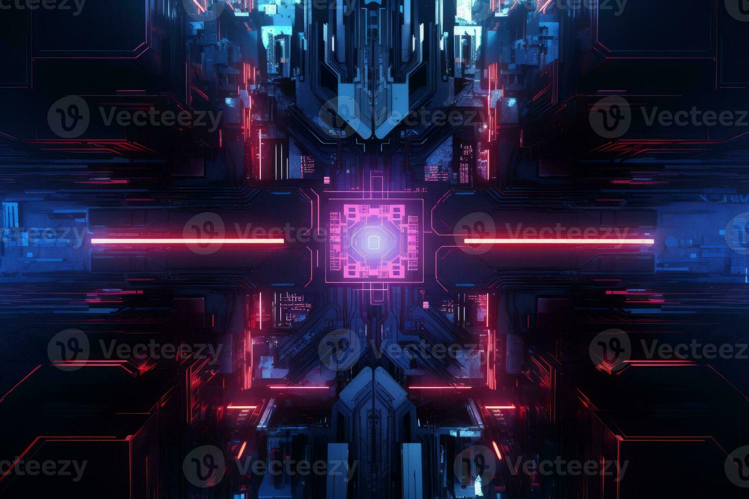 Vibrant futuristic abstract background with dynamic red and blue lights. Generative AI photo