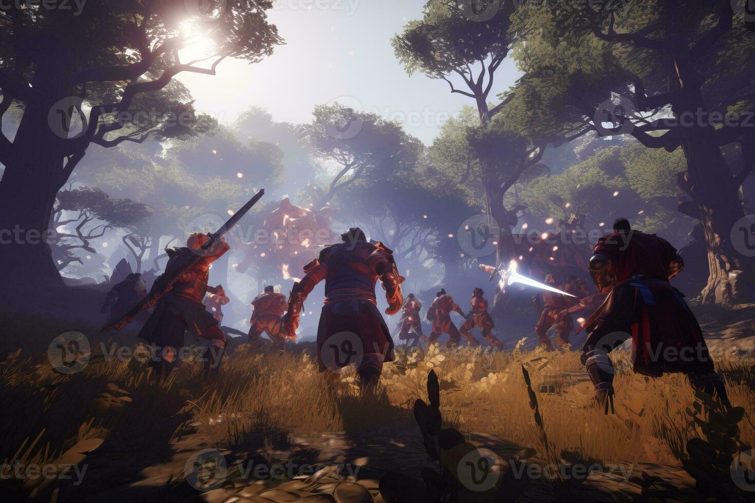 Action packed screenshot of a player's character. Generative AI photo