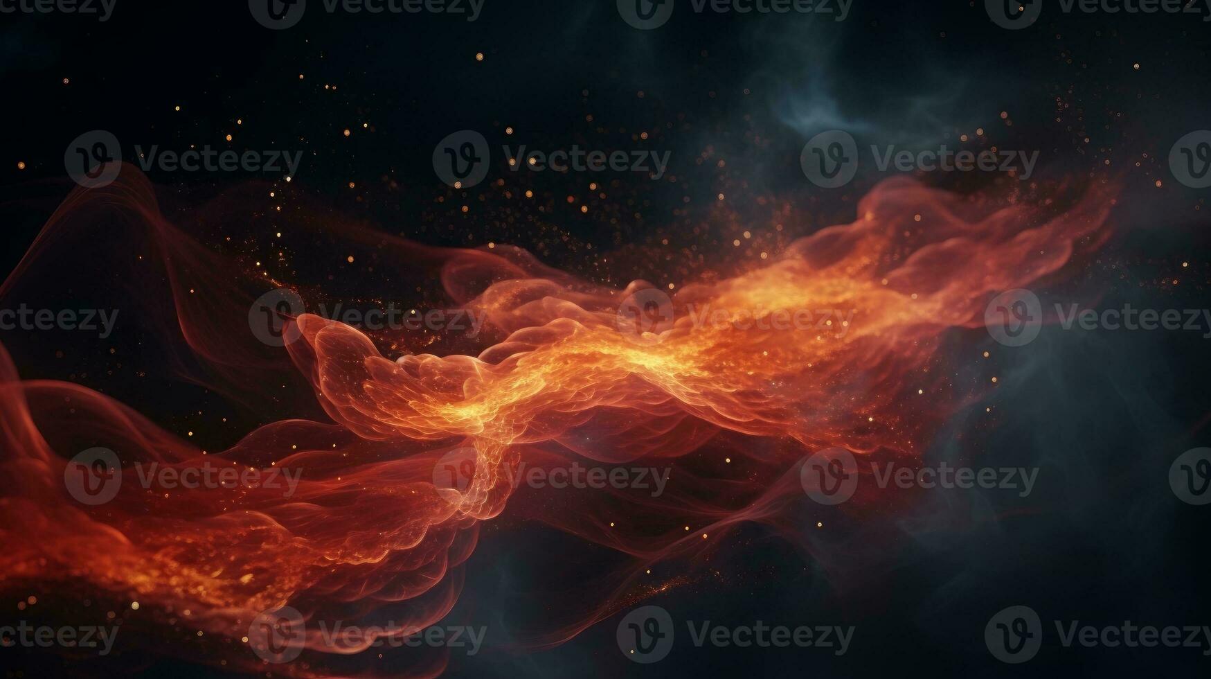 Abstract particles floating and intertwining. Generative AI photo