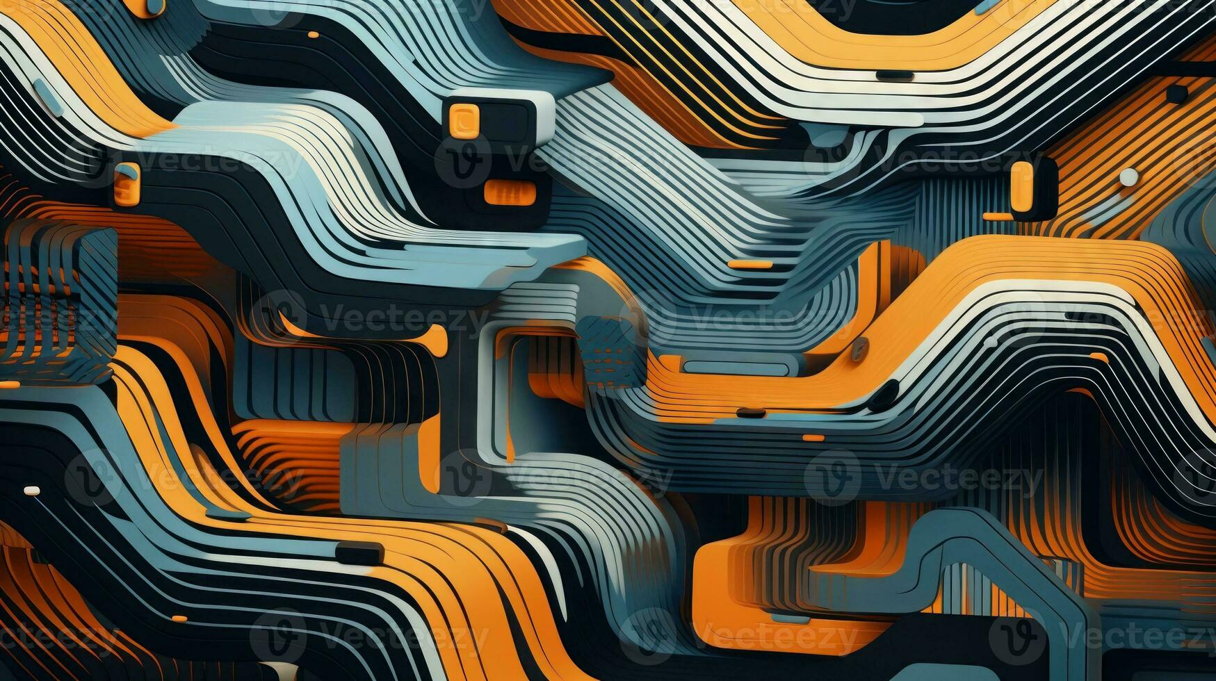 Abstract lines and patterns morphing. Generative AI photo