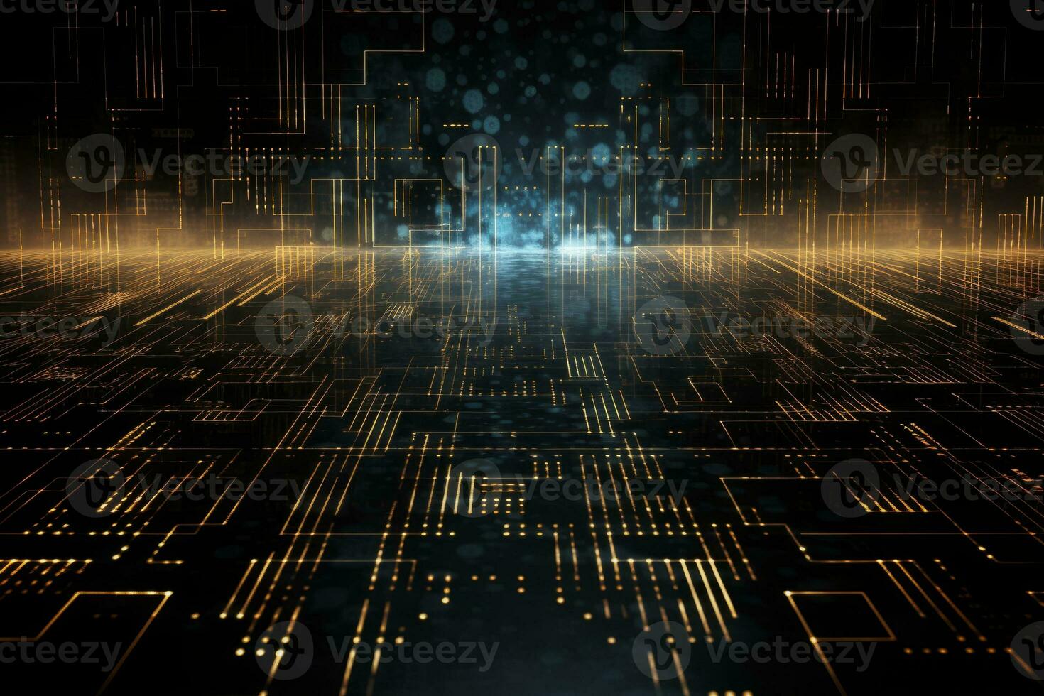 Binary code and circuitry. Generative AI photo