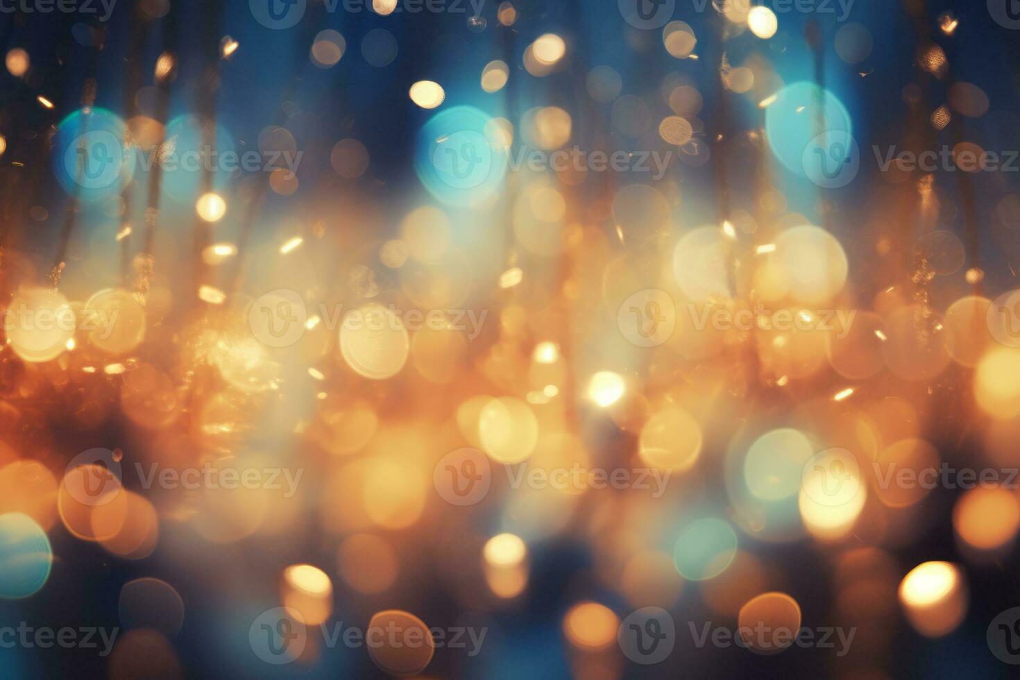 Bokeh lights with sparkling tinsel. Generative AI photo