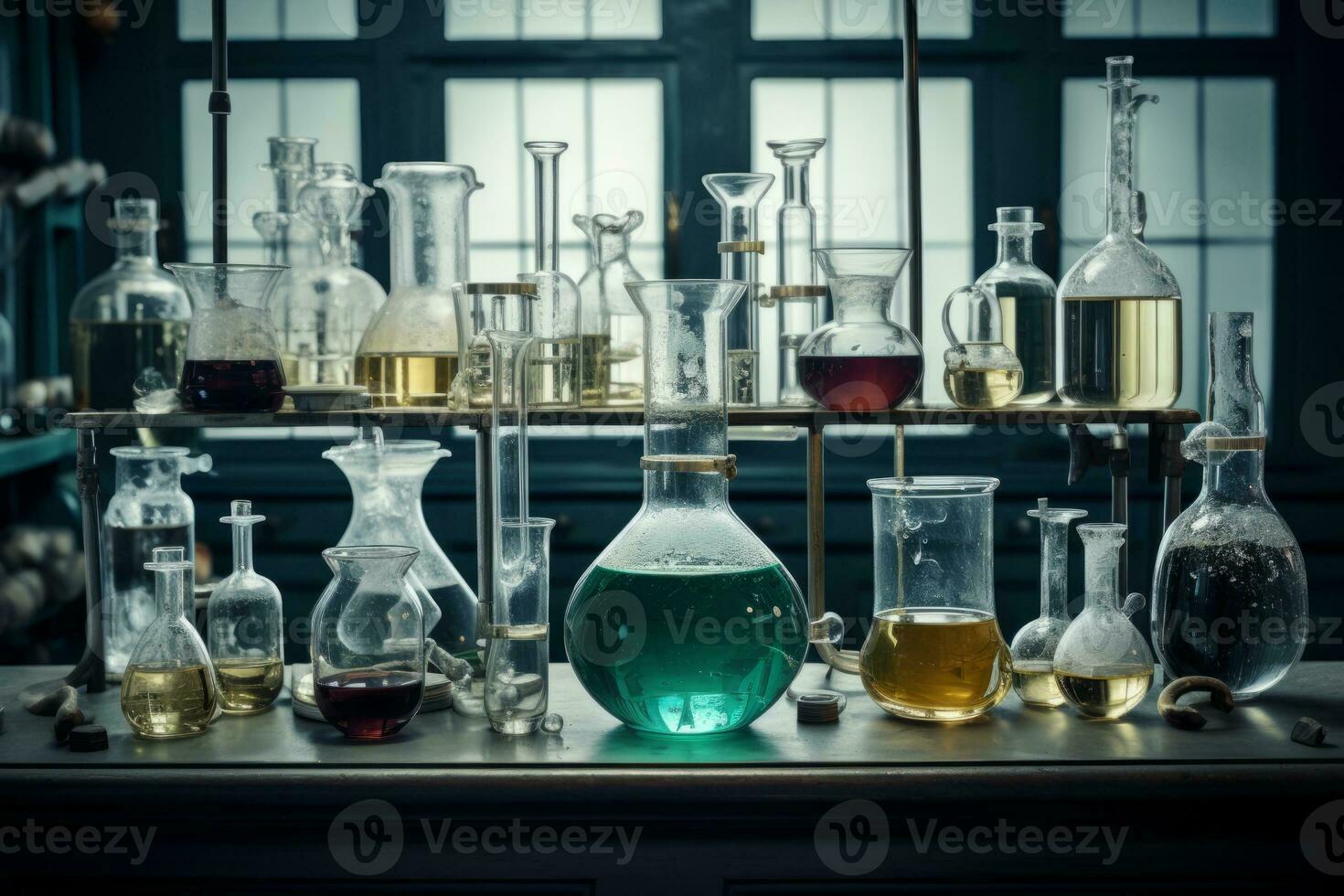 Close-Ups of Laboratory Glassware and Instruments. Generative AI photo