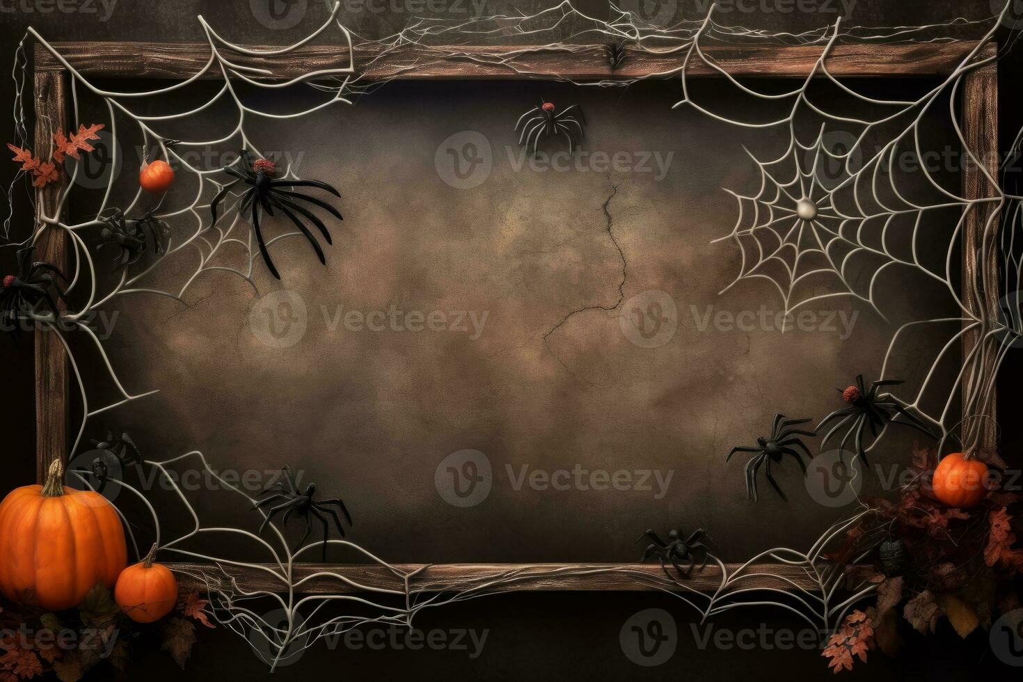 Cobweb covered signboard with space. Generative AI photo