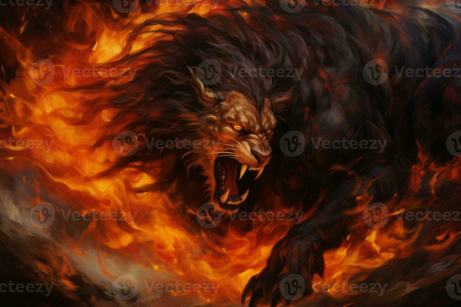 Fierce and passionate fire background. Generative AI photo