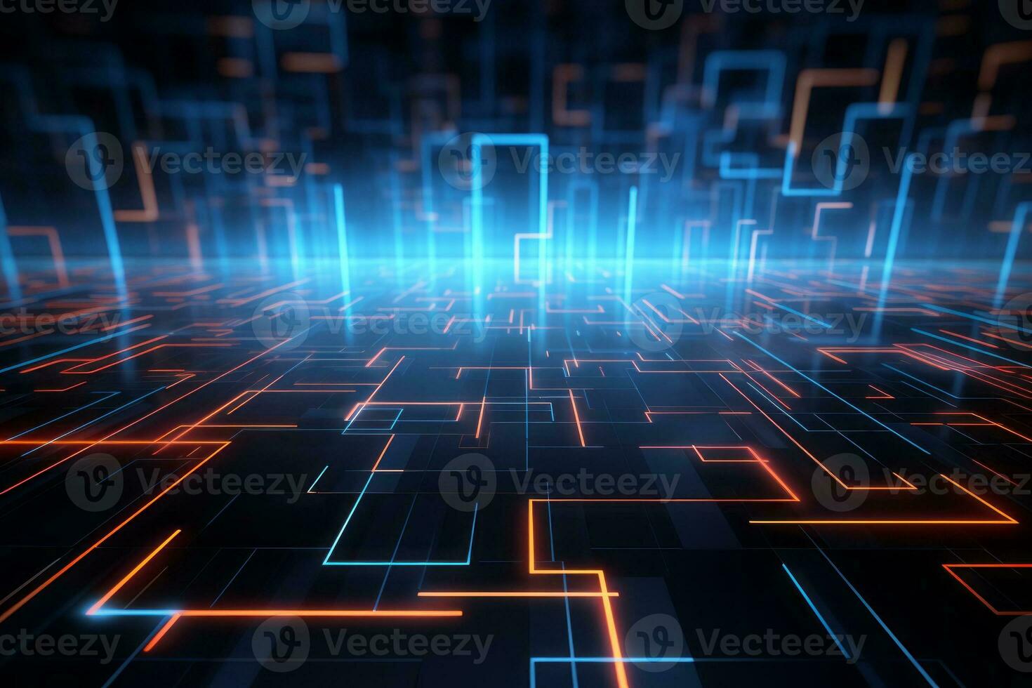 Futuristic and high-tech digital lines and patterns. Generative AI photo