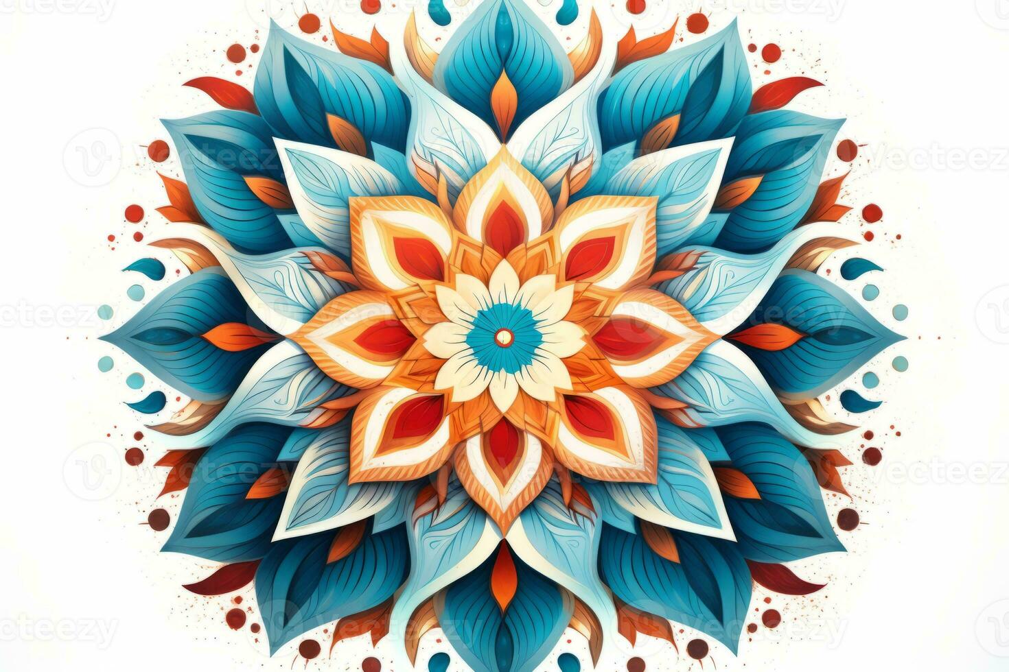 Vibrant and delicate flower drawing on a clean white canvas. Generative AI photo