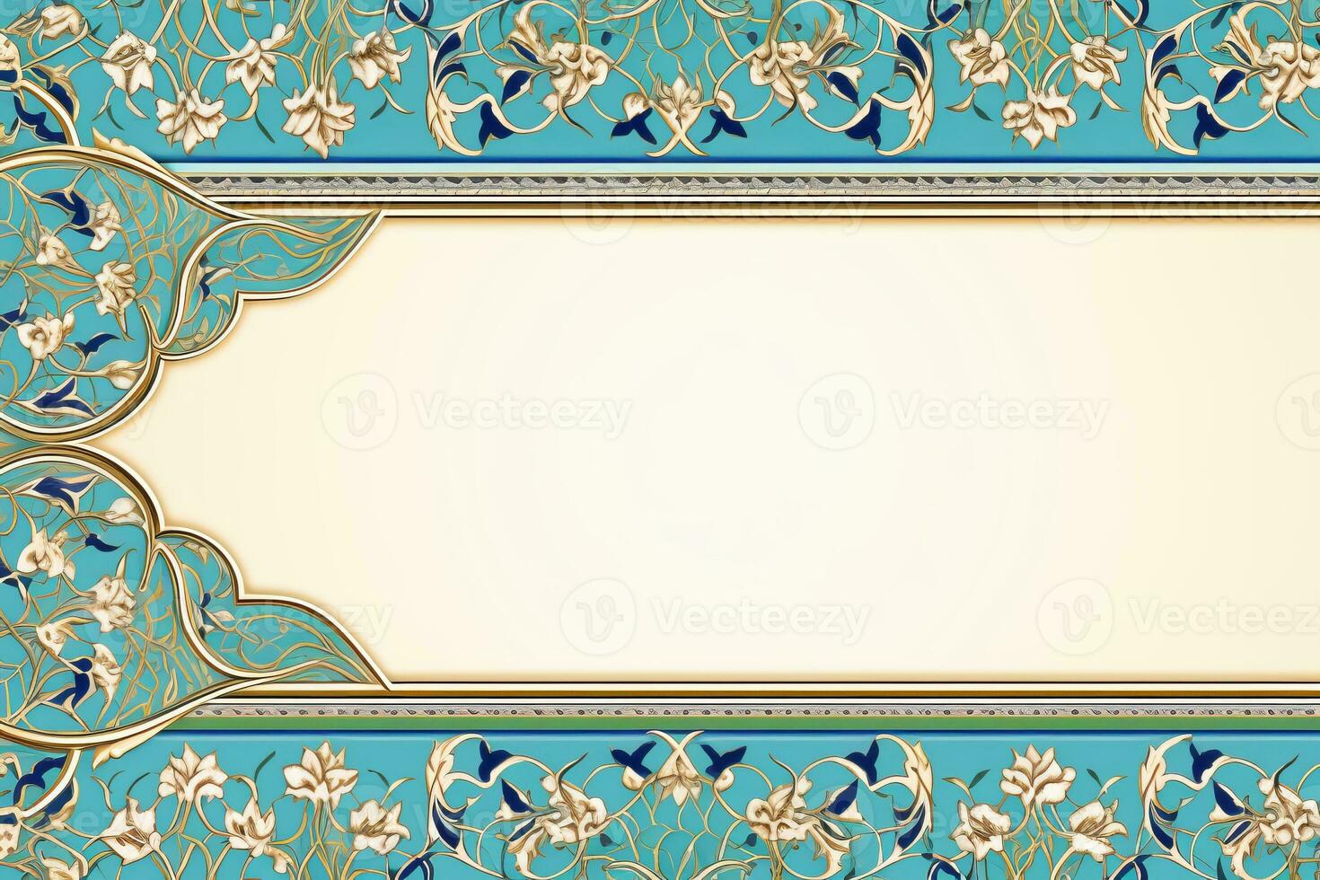 Islamic pattern border for text. Generative AI photo