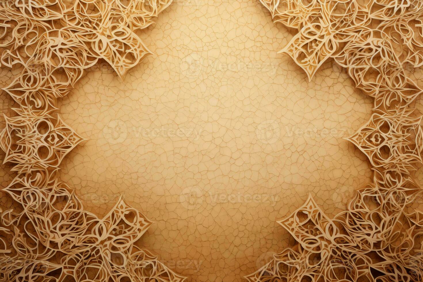 Islamic pattern border on textured backdrop. Generative AI photo