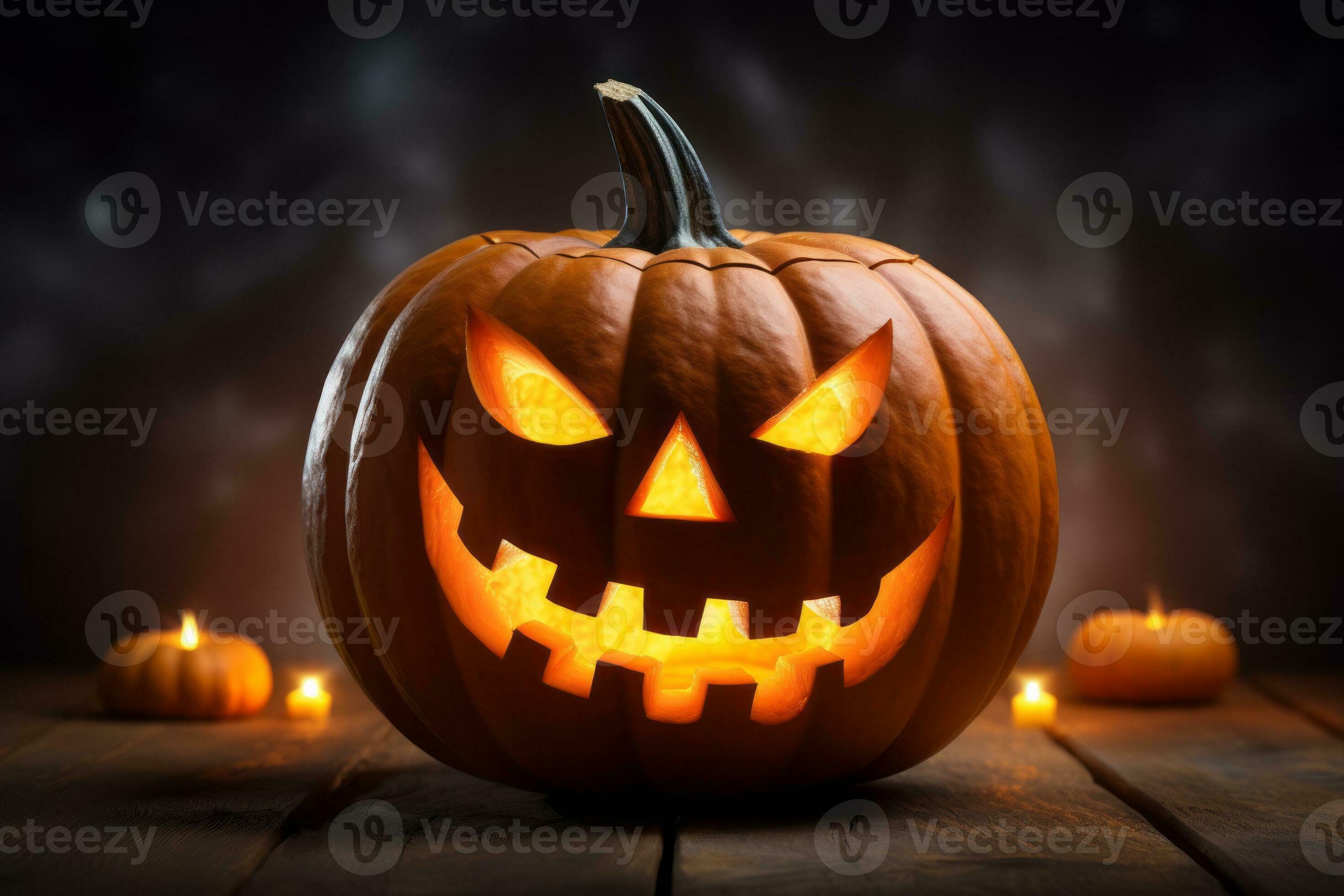 Jack O Lantern Face With Glowing Eyes Generative AI 31582398 Stock Jack O Lantern Face With Glowing Eyes Generative Ai Photo