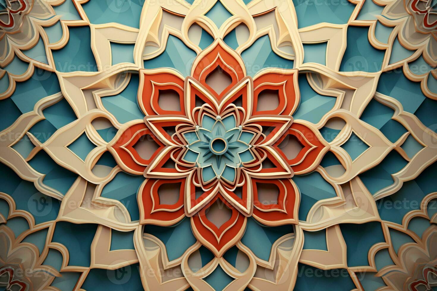 Islamic geometric ornament background. Generative AI photo