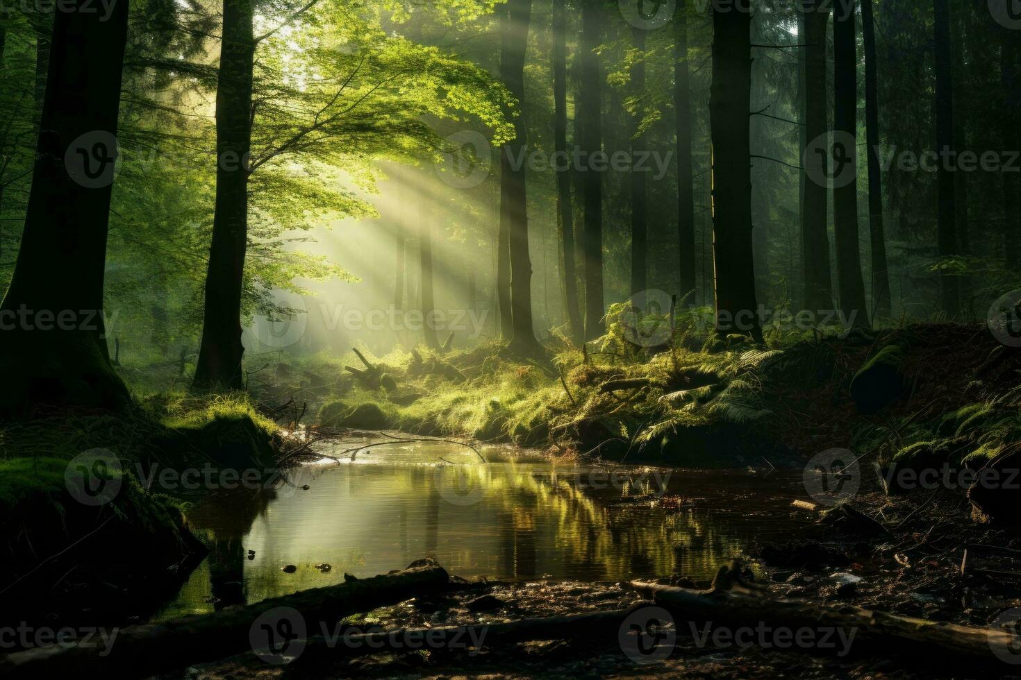 Majestic forest with a touch of enchantment. Generative AI photo