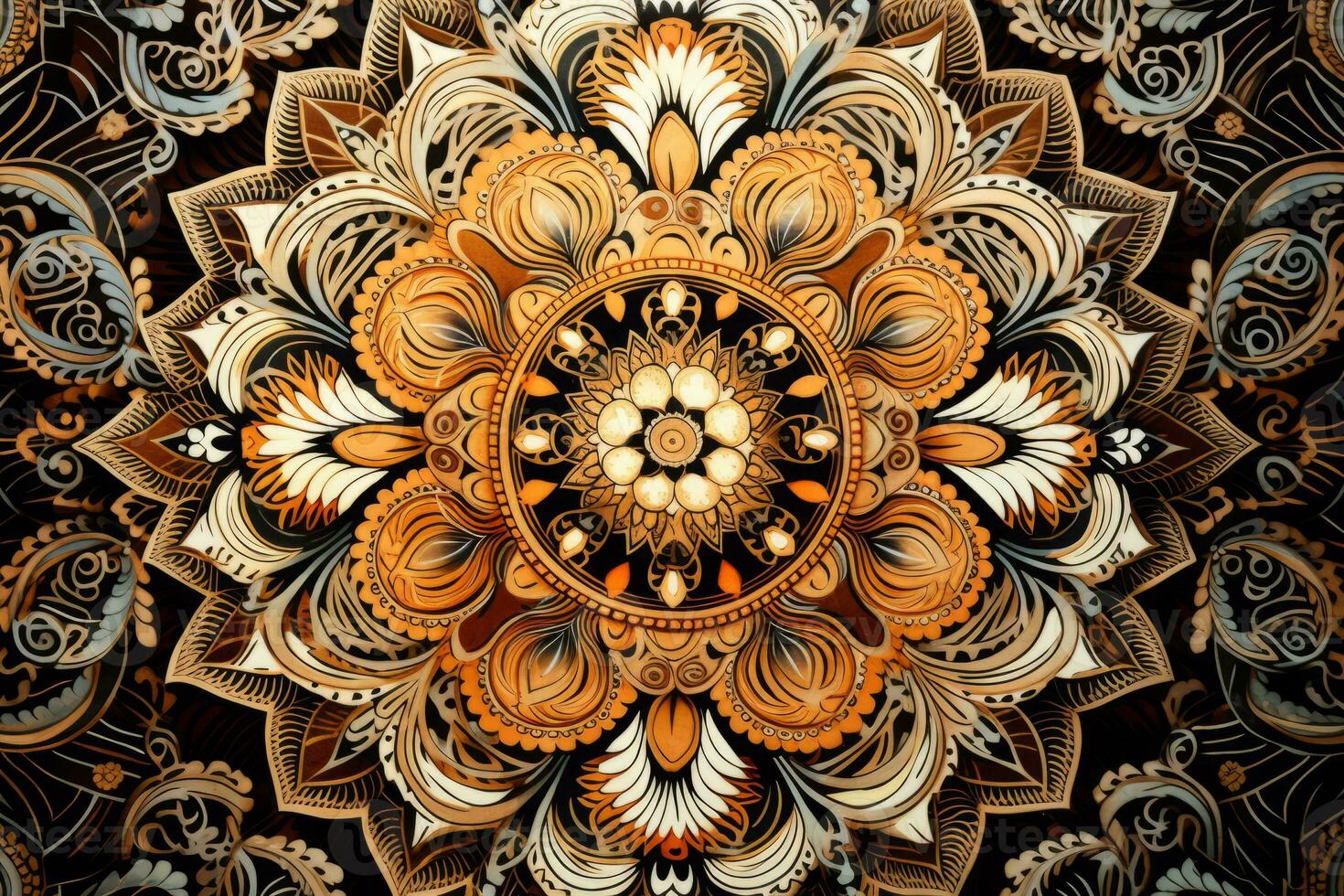 Intricate and vibrant design on a dark backdrop. Generative AI photo