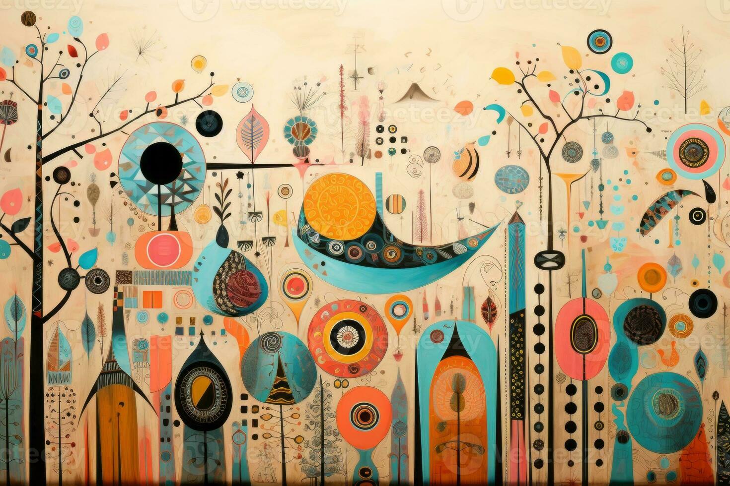 Playful Wallpaper with Whimsical Patterns. Generative AI photo
