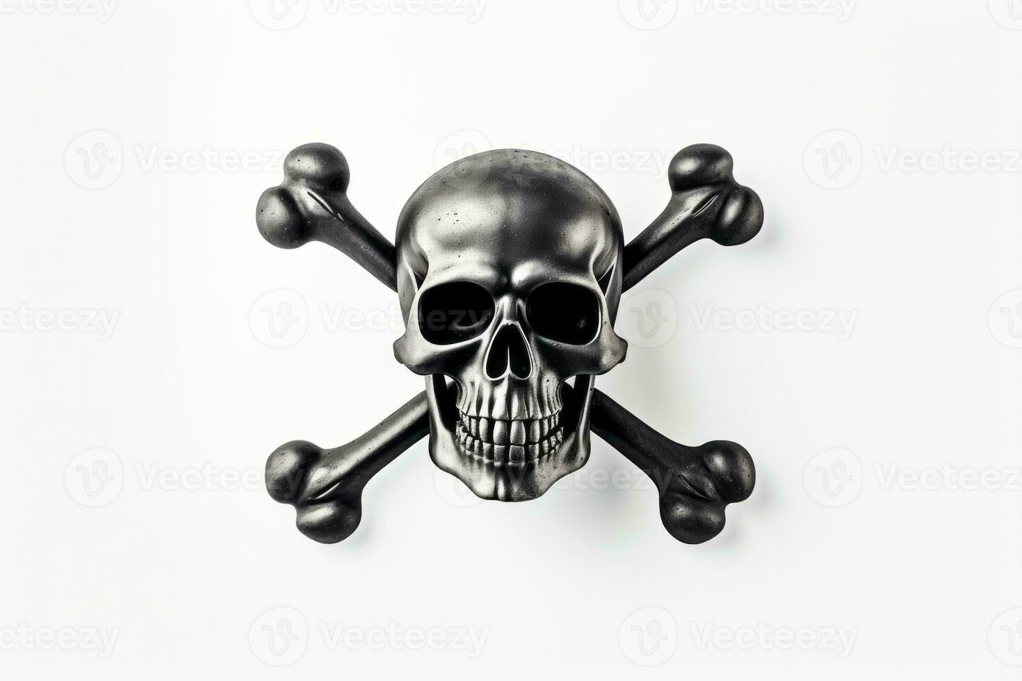Skull and crossbones isolated on a clean white background. Generative AI photo