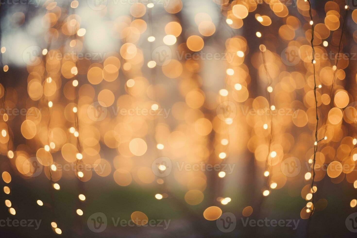 Soft focus bokeh lights forming a whimsical Christmas. Generative AI photo