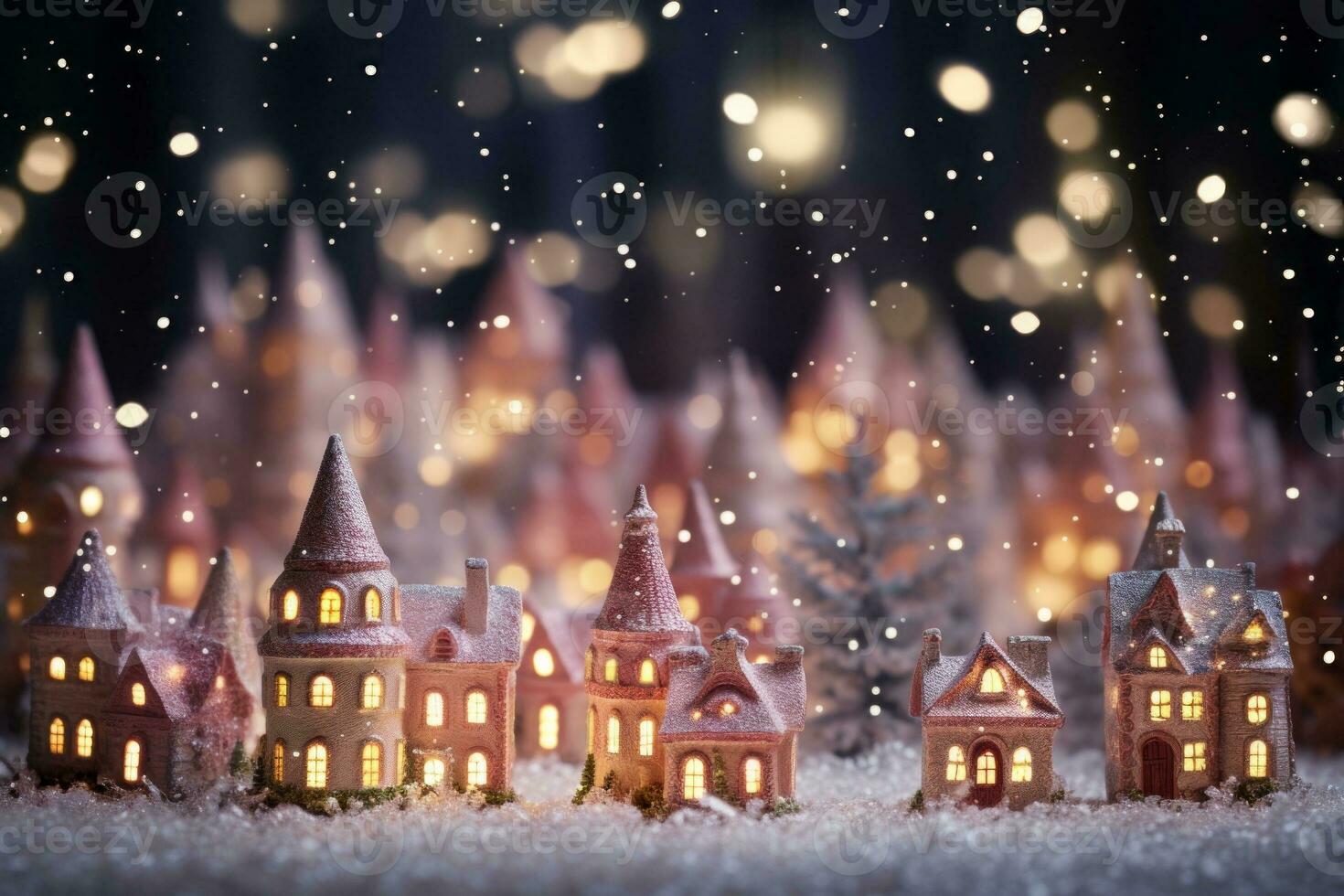 Soft and twinkling bokeh lights setting. Generative AI photo