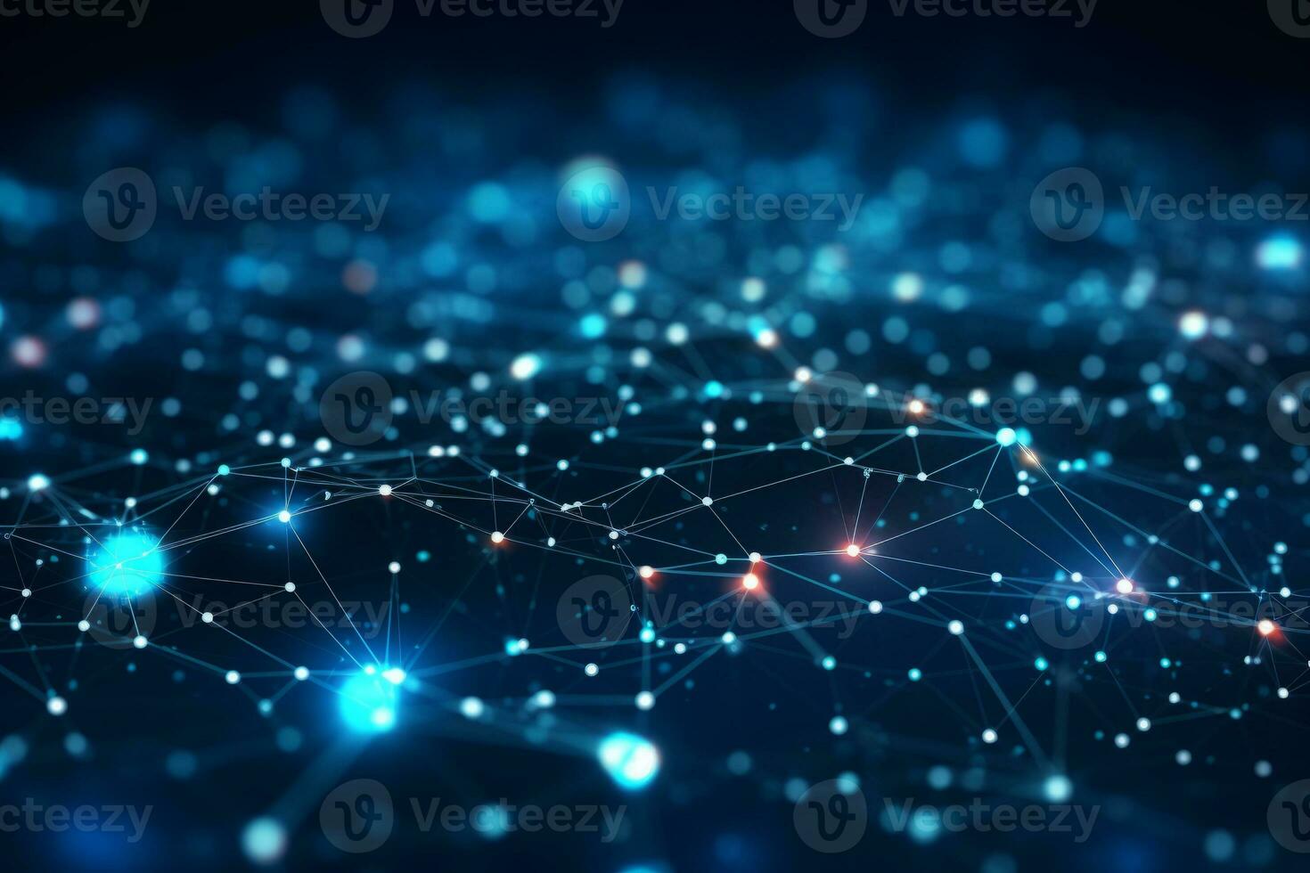 Technology network concept with connected dots. Generative AI photo