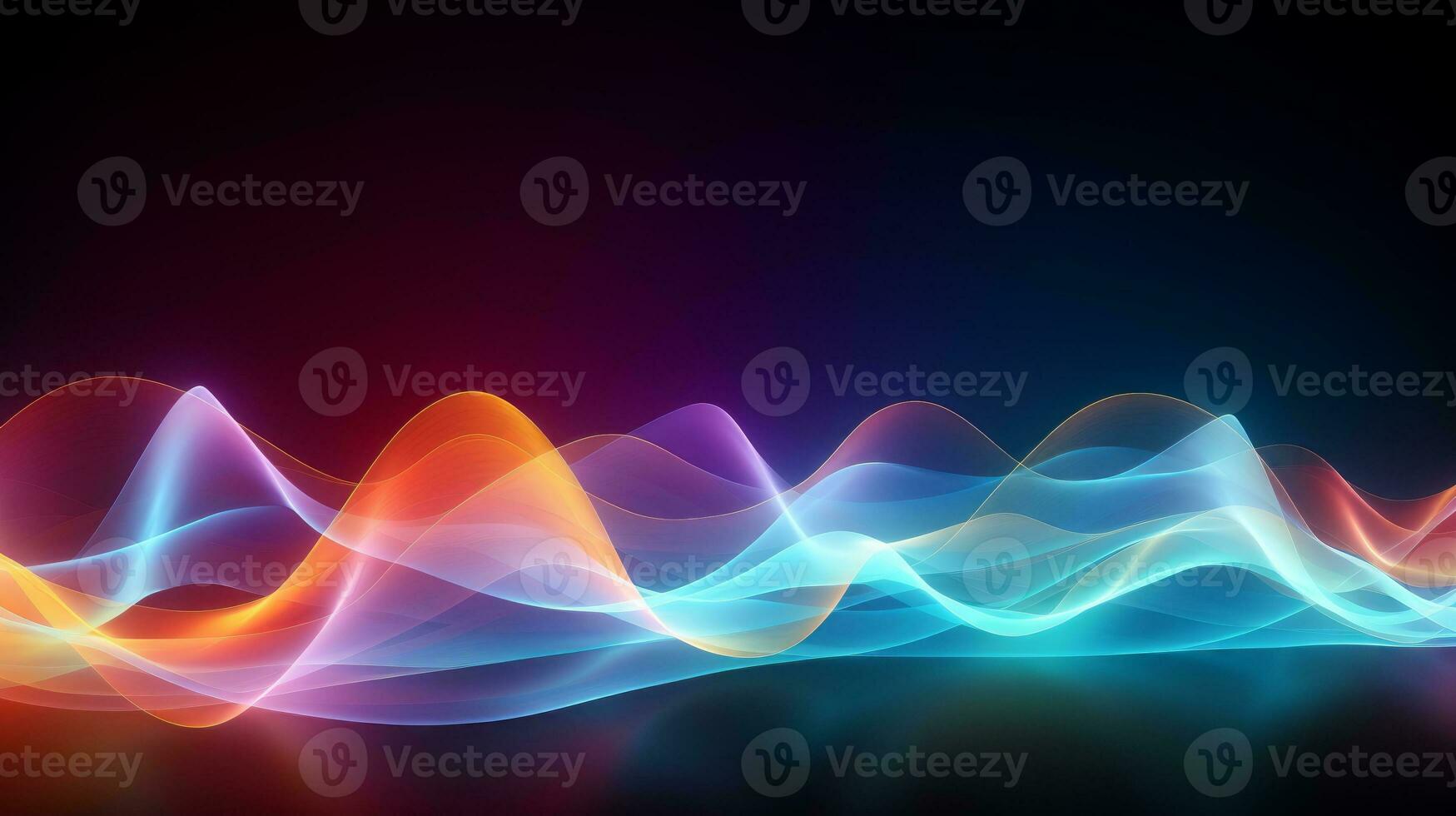 Vibrant abstract background with colorful sound waves. Generative AI photo