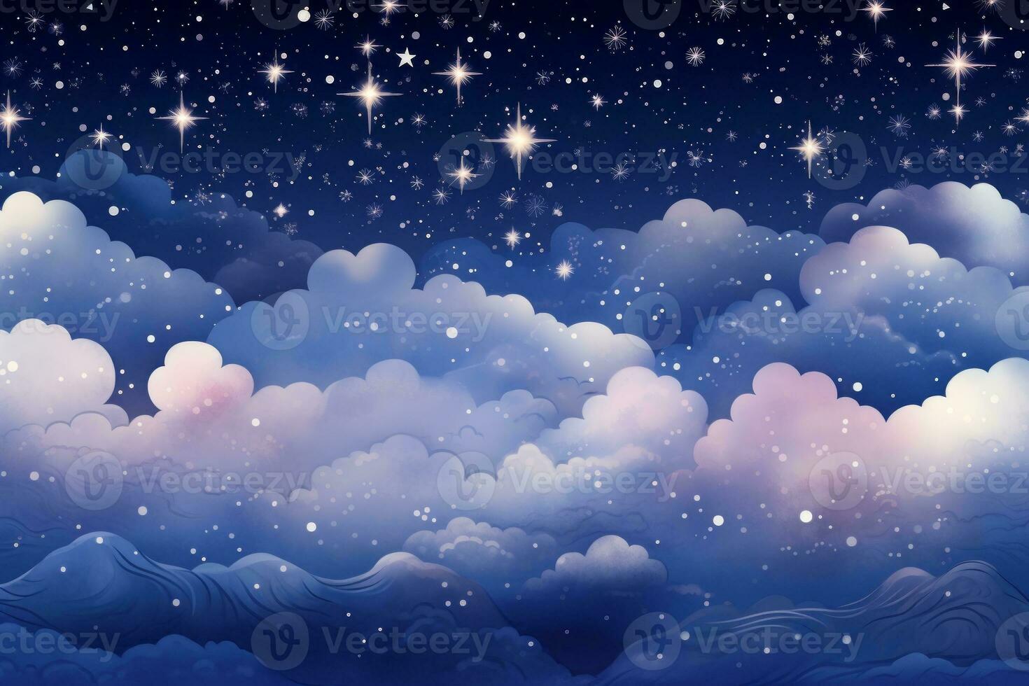 Magical Wallpaper with Sparkling Stars. Generative AI 31583157 Stock