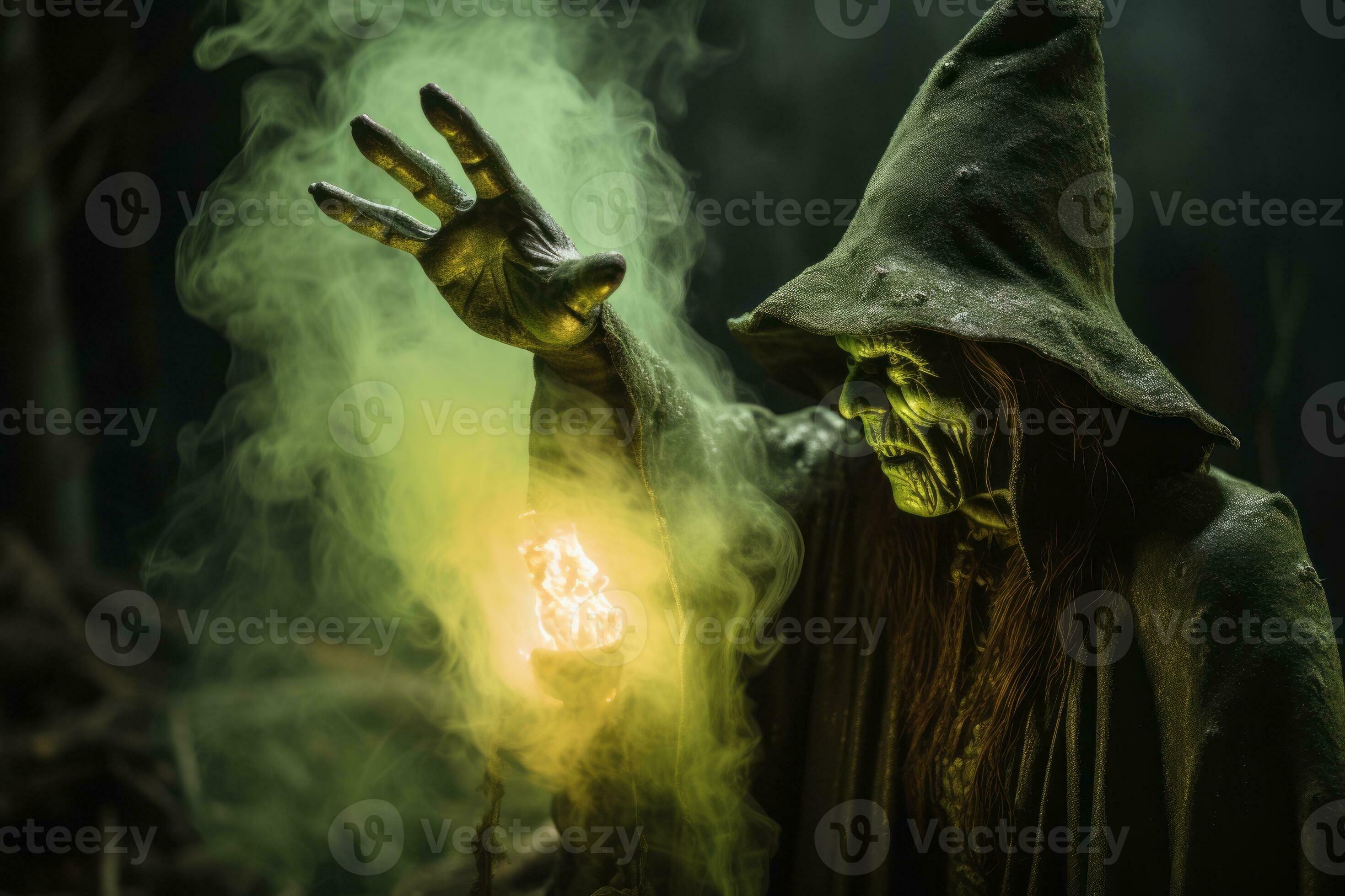Wicked witch s hand casting a spell generative ai 31583179 stock photo