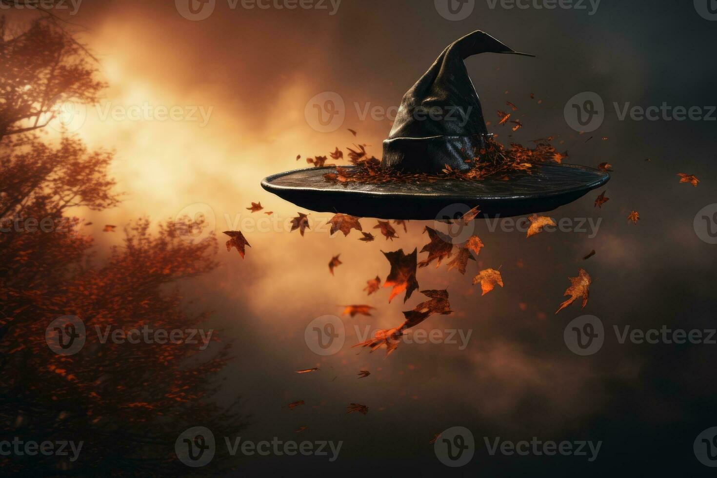 Witch's hat floating in mid air. Generative AI photo