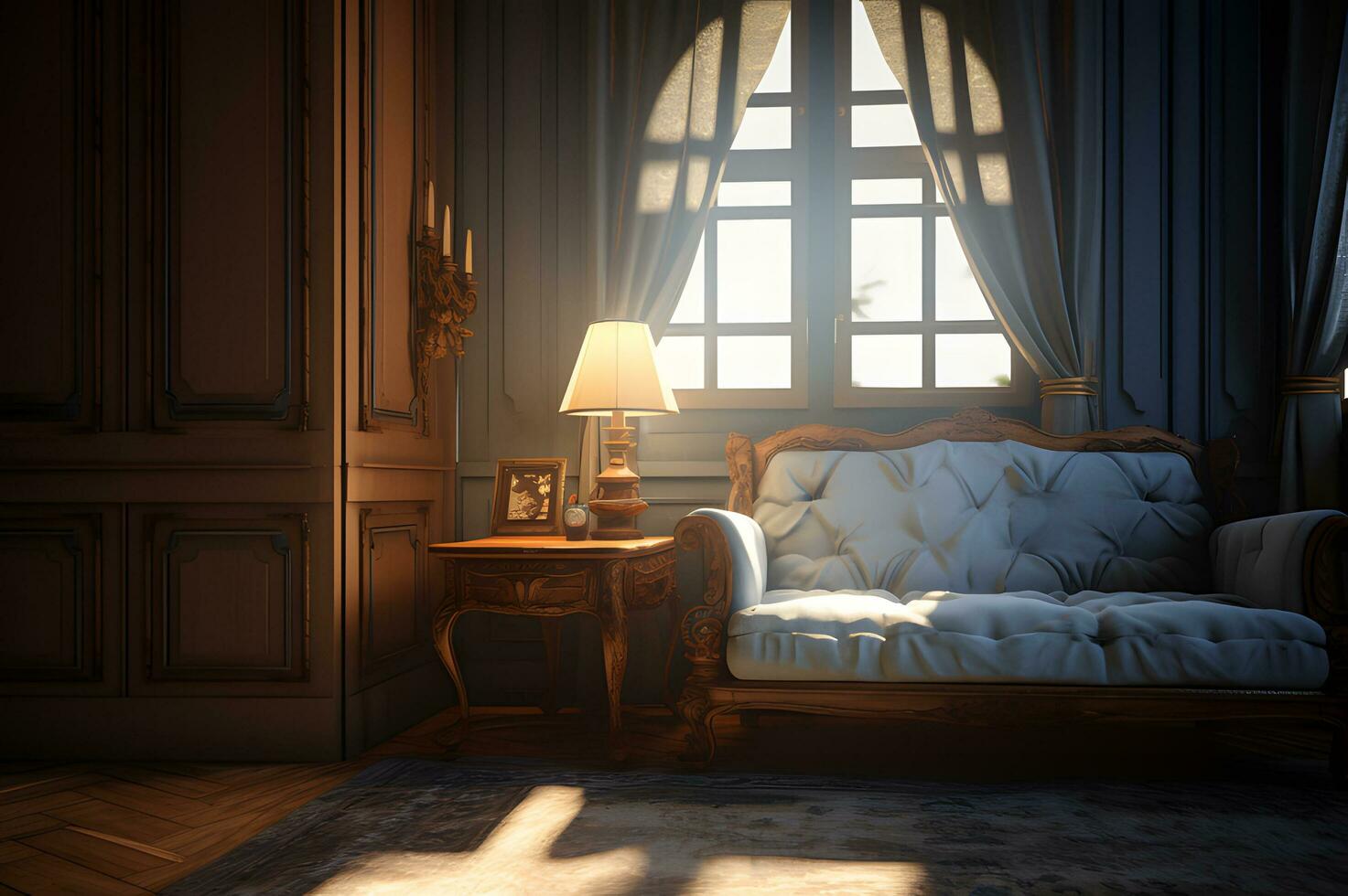 Luxury imperial interiors room with window AI Generative photo