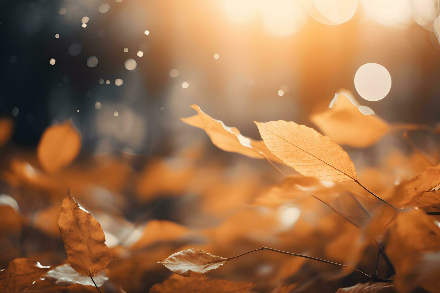 Dry autumn fall maple leaves in nature AI Generative photo