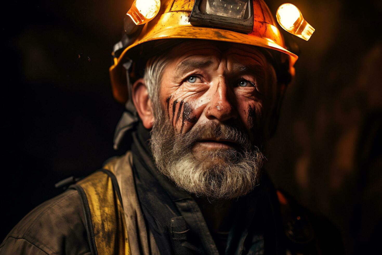 Portrait of a mining engineer at the mine AI Generative photo