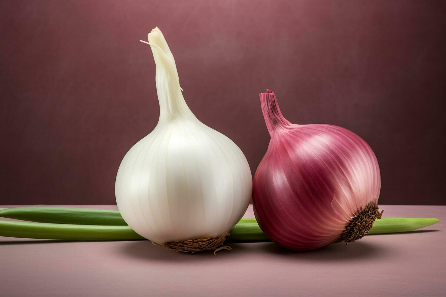 Shot of onion and garlic on plain background AI Generative photo