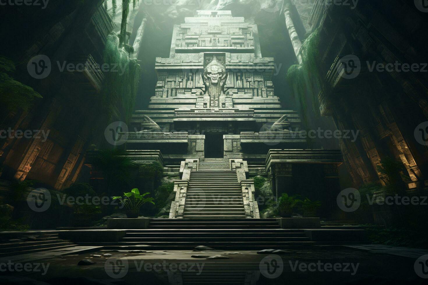 AI Generative Images of ancient temples with a futuristic twist photo