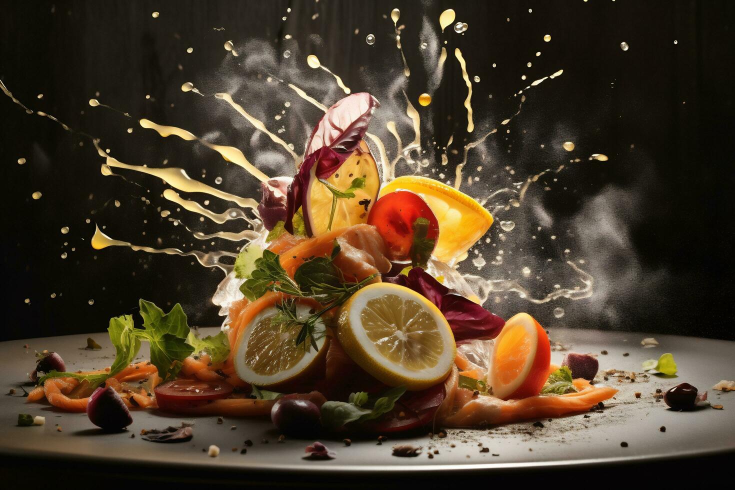 AI Generative Mouthwatering images of gourmet dishes photo