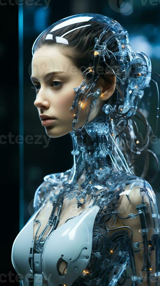 imagen de humanoide robot motorizado por ai foto