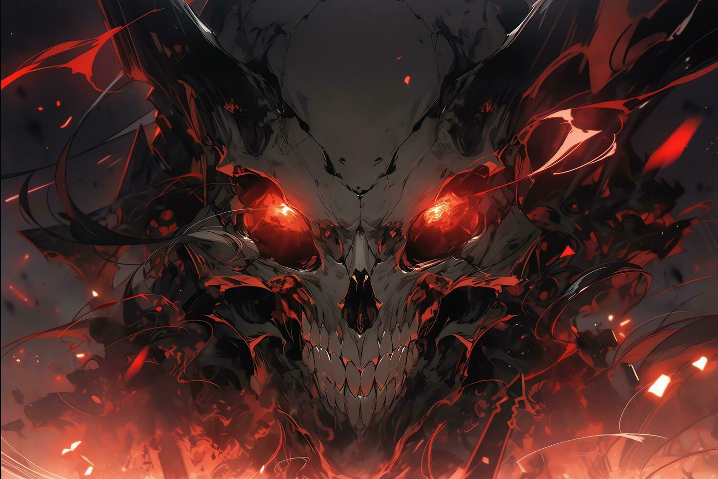AI Generative Illustration of scary demon in the hell photo