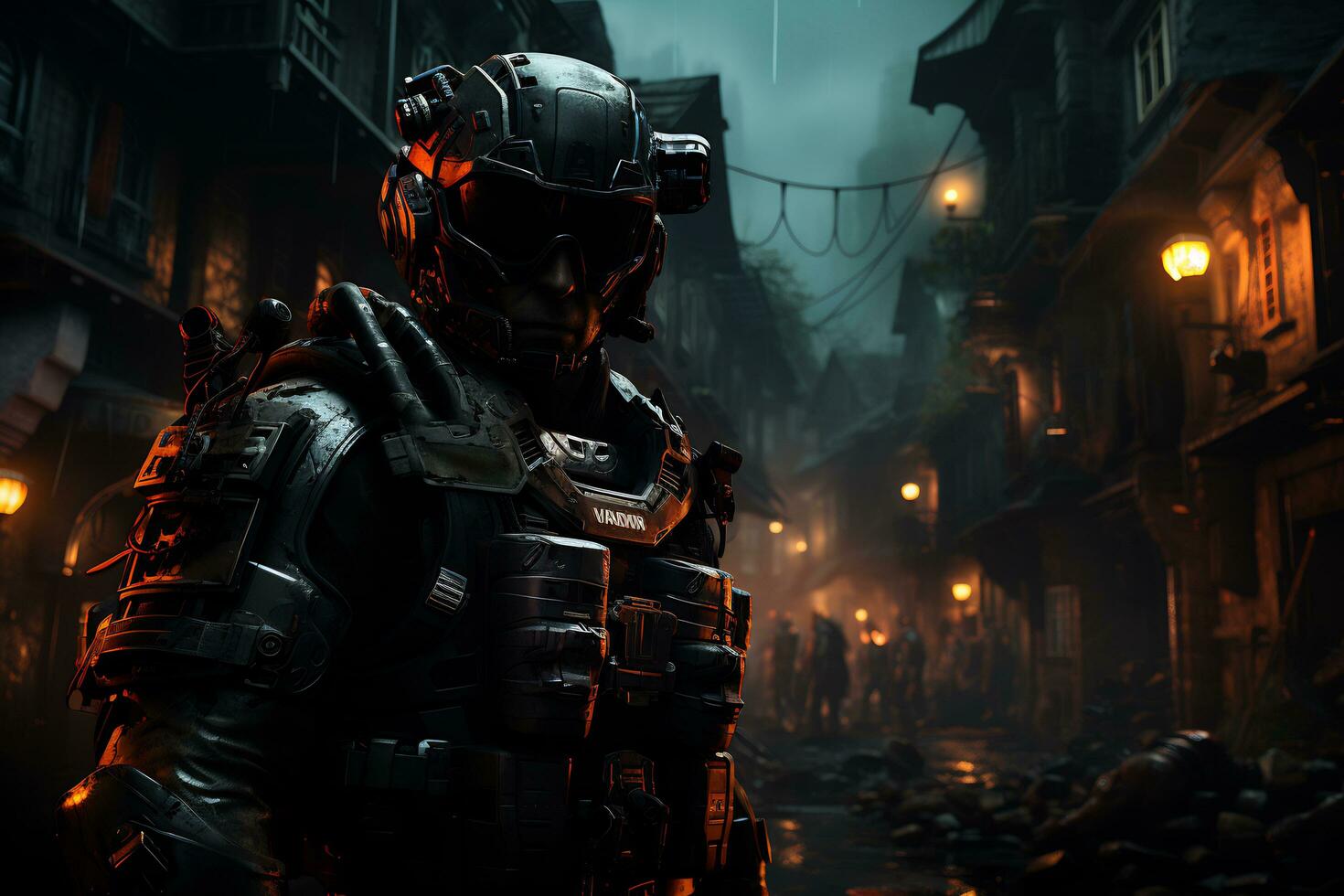 AI Generative Special ops soldier in the warzone photo