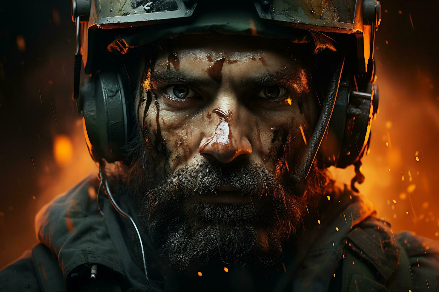 AI Generative Special ops soldier in the warzone photo