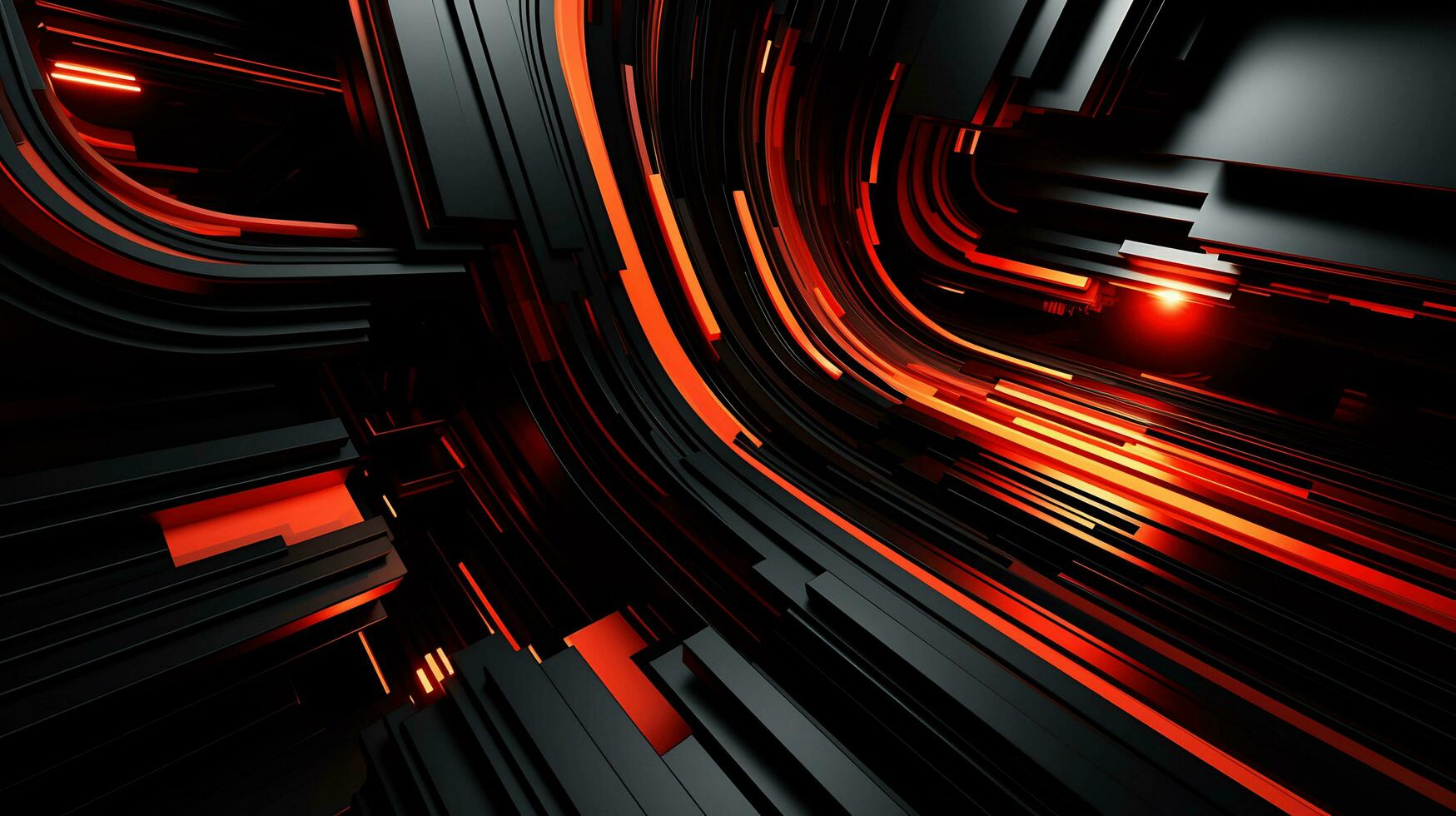 Black orange red 3d abstract wallpaper AI Generative photo