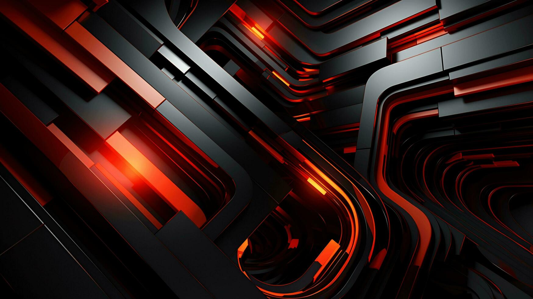 Black orange red 3d abstract wallpaper AI Generative photo